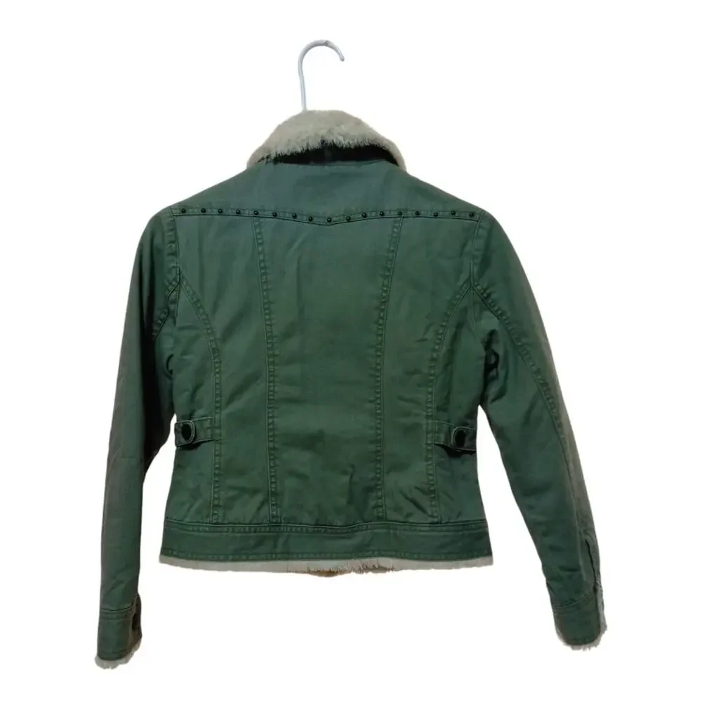 Arizona Jean Company Premium Denim Jacket Kids Youth Green Corduroy Sz M 10-12